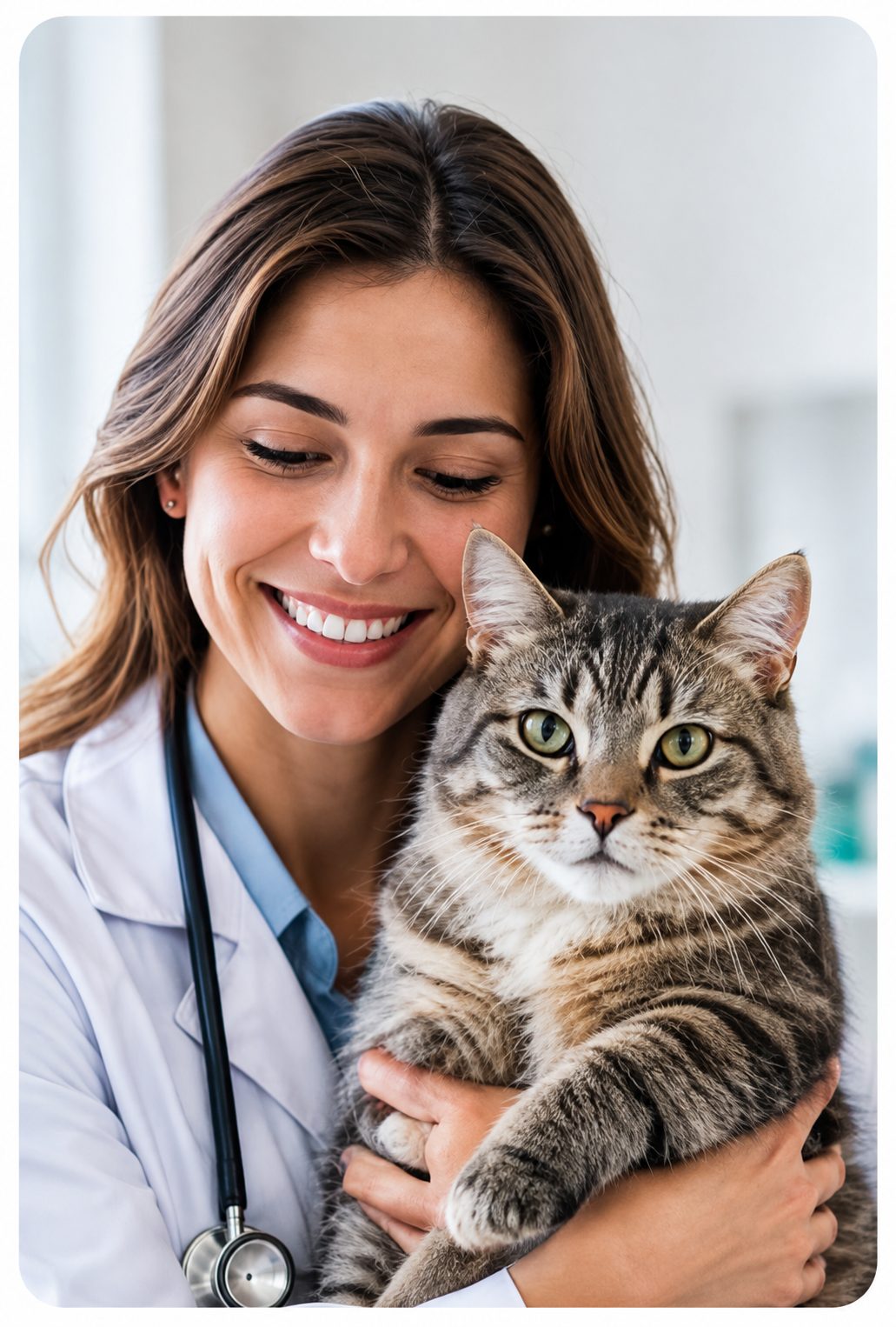 Veterinária com gato