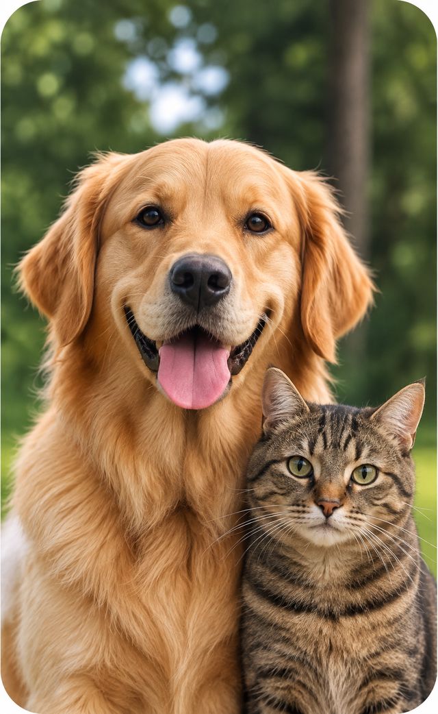 Cachorro e gato lado a lado