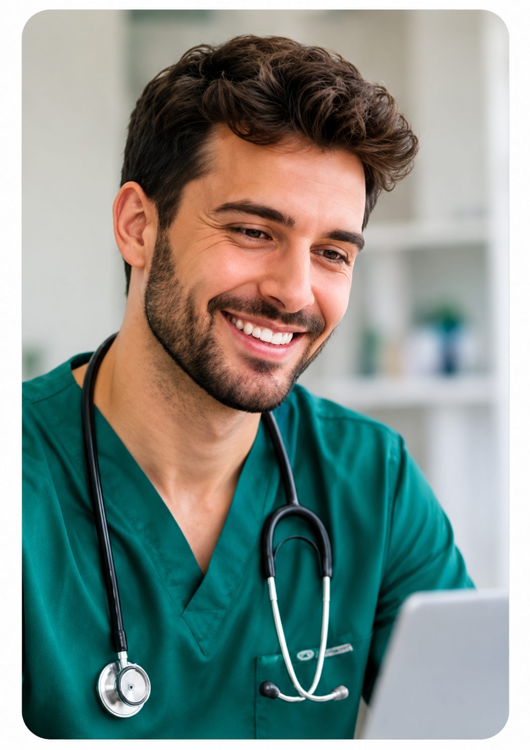 Veterinário sorrindo